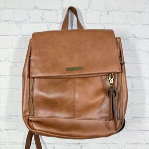 Frye and Co. Backpack Purse Bag Brown Flap Close Classic Vegan Leather Magnetic